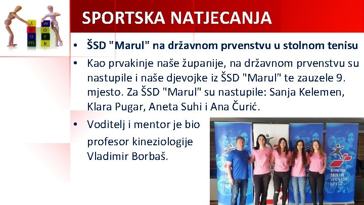 SPORTSKA NATJECANJA • ŠSD "Marul" na državnom prvenstvu u stolnom tenisu • Kao prvakinje