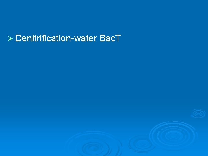 Ø Denitrification-water Bac. T 