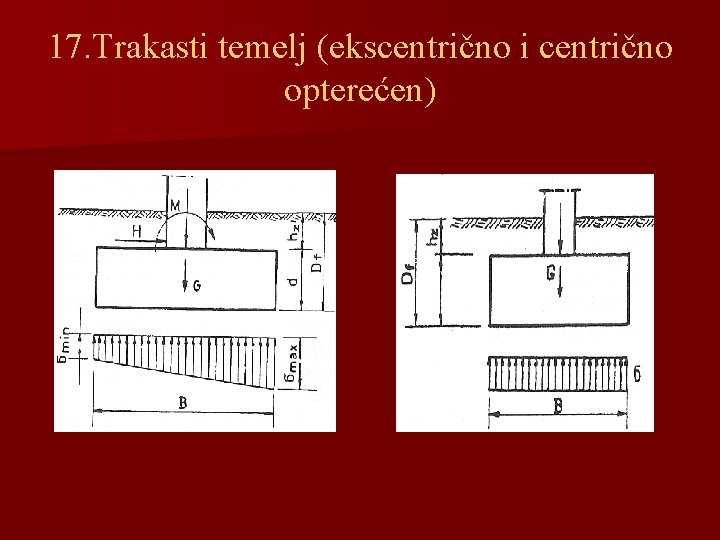 17. Trakasti temelj (ekscentrično i centrično opterećen) V V d 