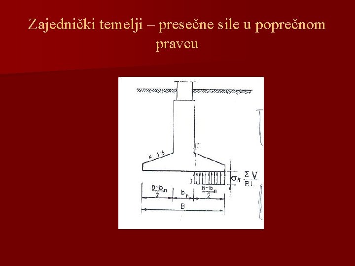 Zajednički temelji – presečne sile u poprečnom pravcu 