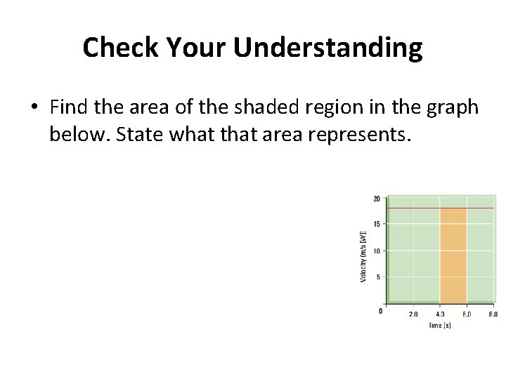 Check Your Understanding • Find the area of the shaded region in the graph