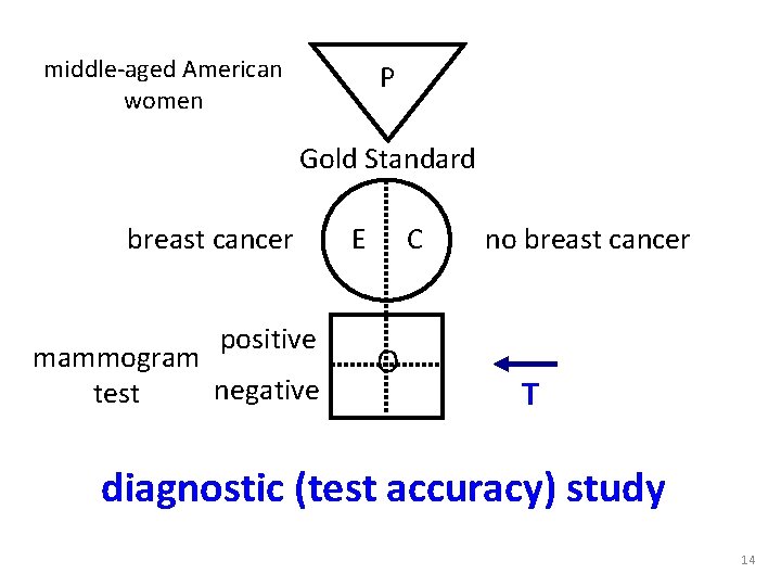 middle-aged American women P Gold Standard breast cancer positive mammogram negative test E C