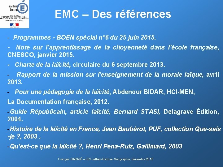 EMC – Des références - Programmes - BOEN spécial n° 6 du 25 juin