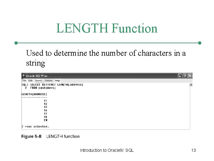 LENGTH Function Used to determine the number of characters in a string Introduction to