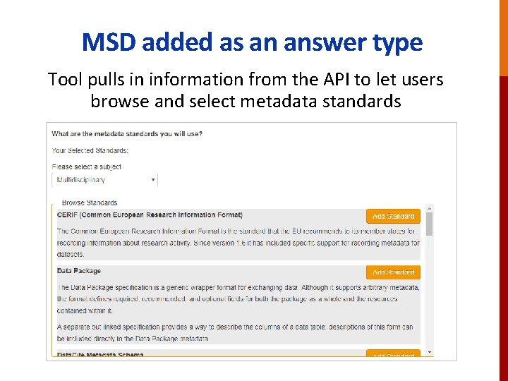 MSD added as an answer type Tool pulls in information from the API to
