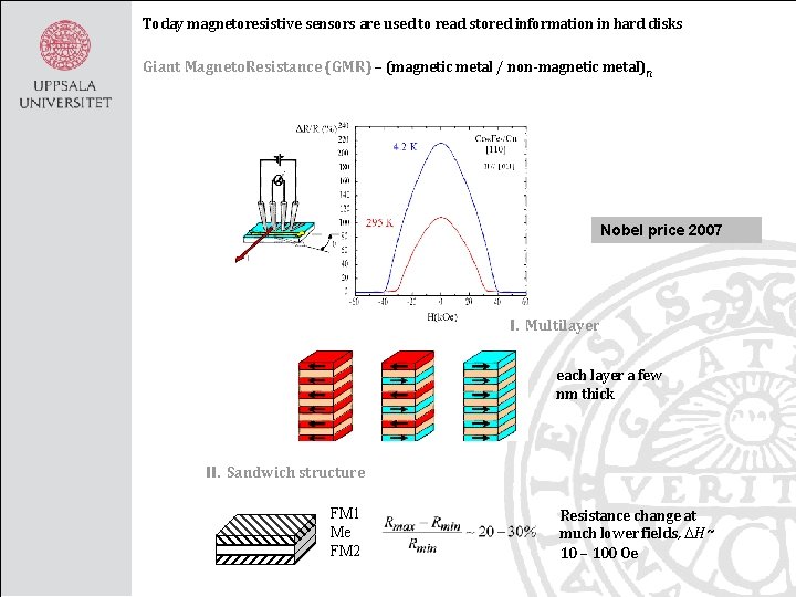 Today magnetoresistive sensors are used to read stored information in hard disks Giant Magneto.