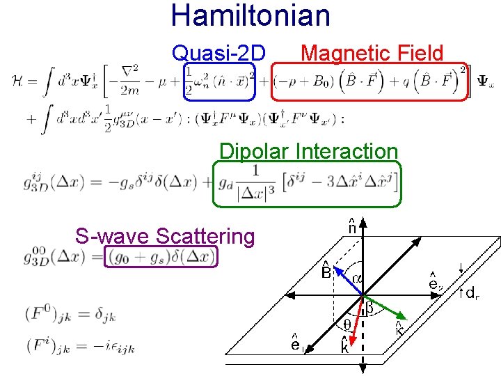 Hamiltonian Quasi-2 D Magnetic Field Dipolar Interaction S-wave Scattering Hamiltonian Quasi-2 D Magnetic Field Dipolar Interaction S-wave Scattering