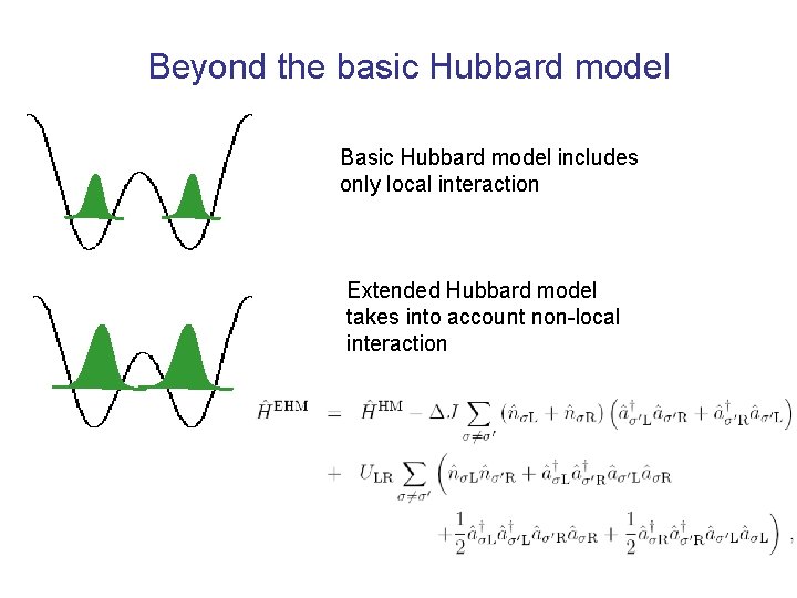 Beyond the basic Hubbard model Basic Hubbard model includes only local interaction Extended Hubbard Beyond the basic Hubbard model Basic Hubbard model includes only local interaction Extended Hubbard