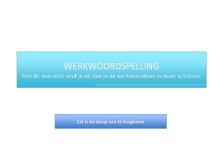 WERKWOORDSPELLING Met dit overzicht vind je uit hoe je de werkwoordsvorm moet schrijven. Dit