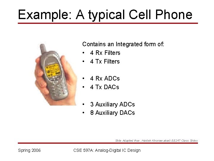 Example: A typical Cell Phone Contains an Integrated form of: • 4 Rx Filters