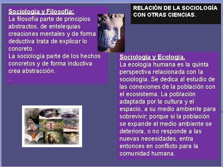 Sociología y Filosofía: La filosofía parte de principios abstractos, de entelequias creaciones mentales y