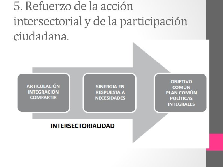 5. Refuerzo de la acción intersectorial y de la participación ciudadana. 