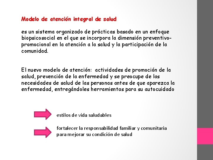 Modelo de atención integral de salud es un sistema organizado de prácticas basado en