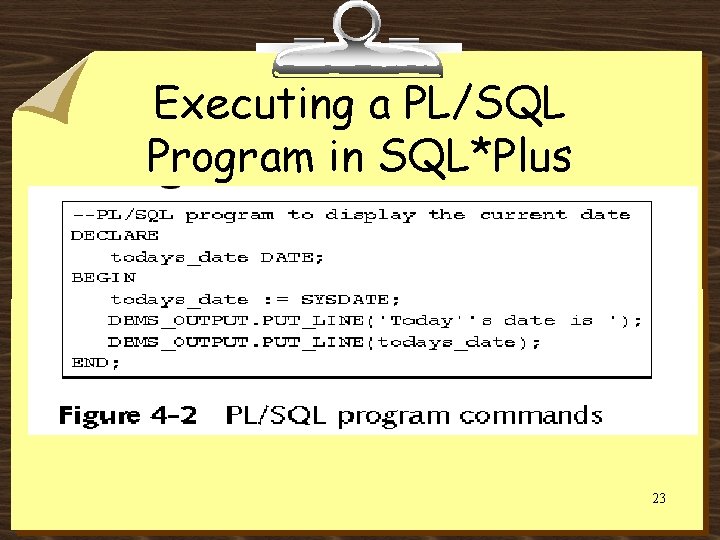 Executing a PL/SQL Program in SQL*Plus 23 