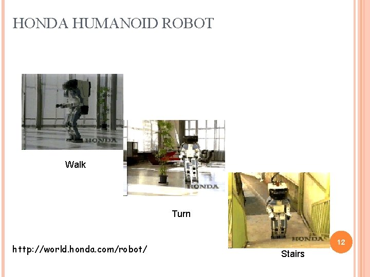 HONDA HUMANOID ROBOT Walk Turn http: //world. honda. com/robot/ 12 Stairs 