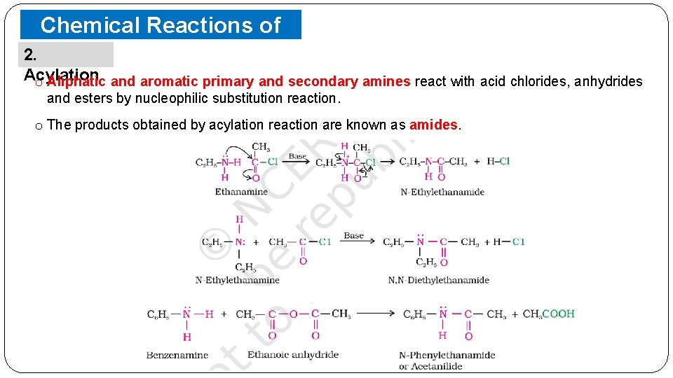 Chemical Reactions of Amines 2. Acylation o Aliphatic and aromatic primary and secondary amines