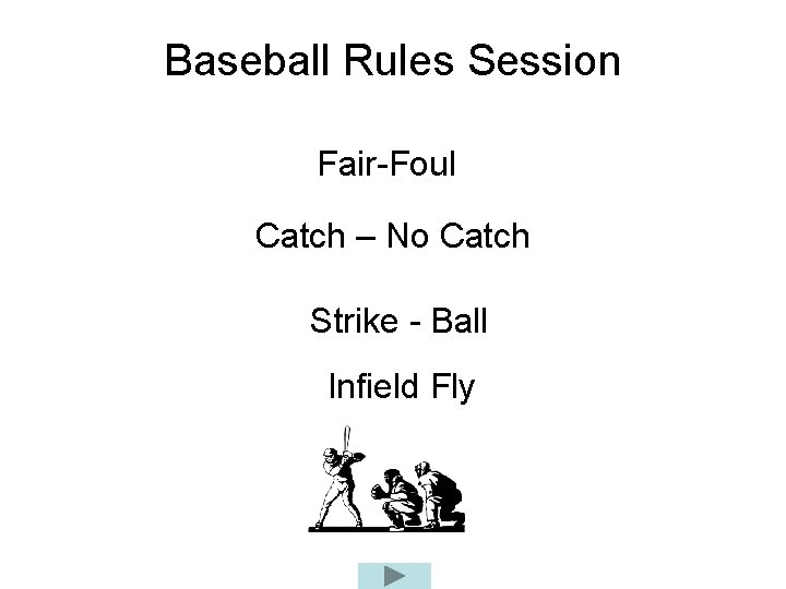 Baseball Rules Session Fair-Foul Catch – No Catch Strike - Ball Infield Fly 