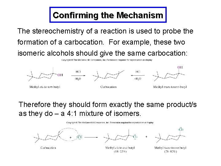 Confirming the Mechanism The stereochemistry of a reaction is used to probe the formation