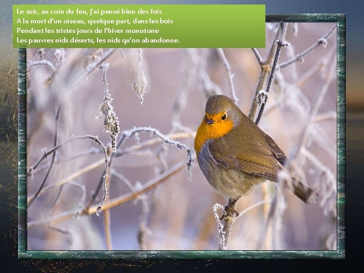 Le soir, au coin du feu, j’ai pensé bien des fois A la mort