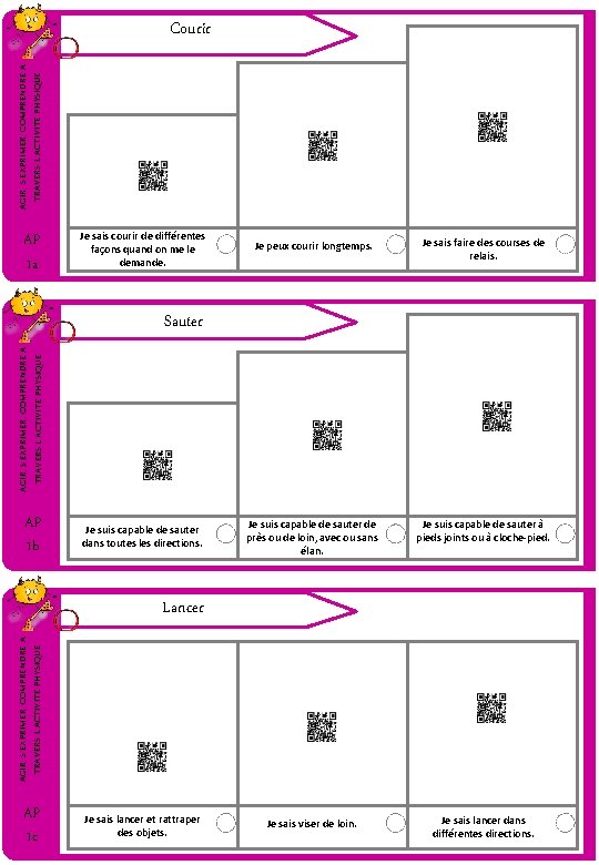 AGIR, S’EXPRIMER, COMPRENDRE A TRAVERS L’ACTIVITE PHYSIQUE Courir AP 1 a Je sais courir