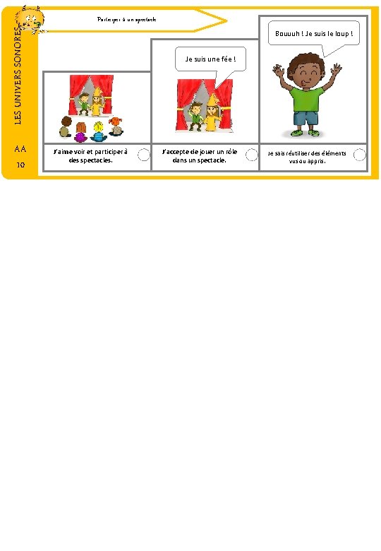 LES UNIVERS SONORES AA 10 Participer à un spectacle Bouuuh ! Je suis le