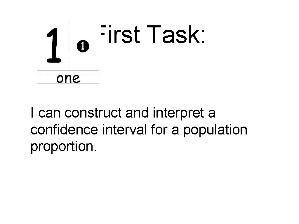 First Task: I can construct and interpret a confidence interval for a population proportion.