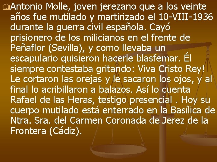 & Antonio Molle, joven jerezano que a los veinte años fue mutilado y martirizado