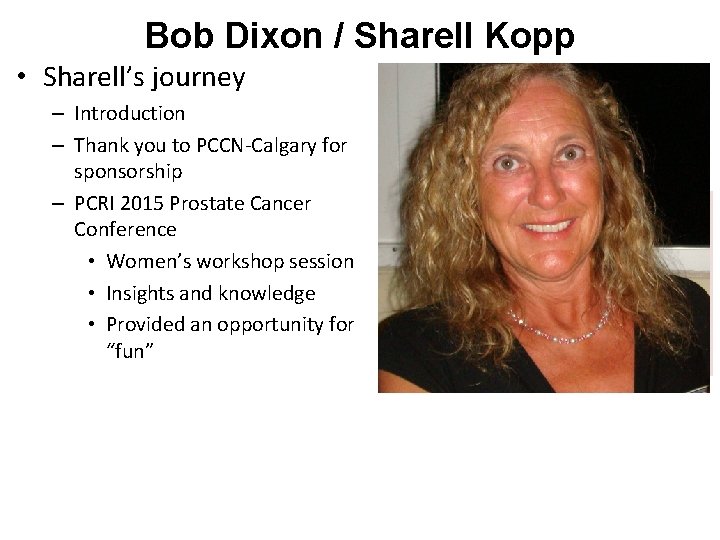 Bob Dixon / Sharell Kopp • Sharell’s journey – Introduction – Thank you to