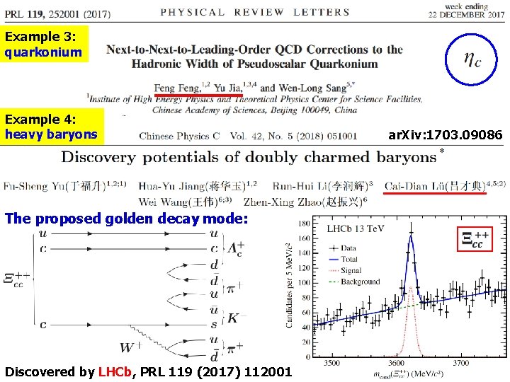 Example 3: quarkonium Example 4: heavy baryons The proposed golden decay mode: Discovered by Example 3: quarkonium Example 4: heavy baryons The proposed golden decay mode: Discovered by