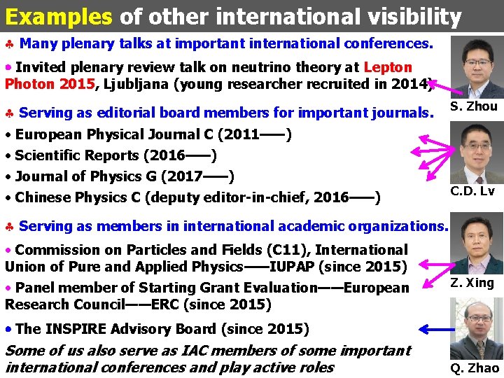 Examples of other international visibility § Many plenary talks at important international conferences. Invited Examples of other international visibility § Many plenary talks at important international conferences. Invited
