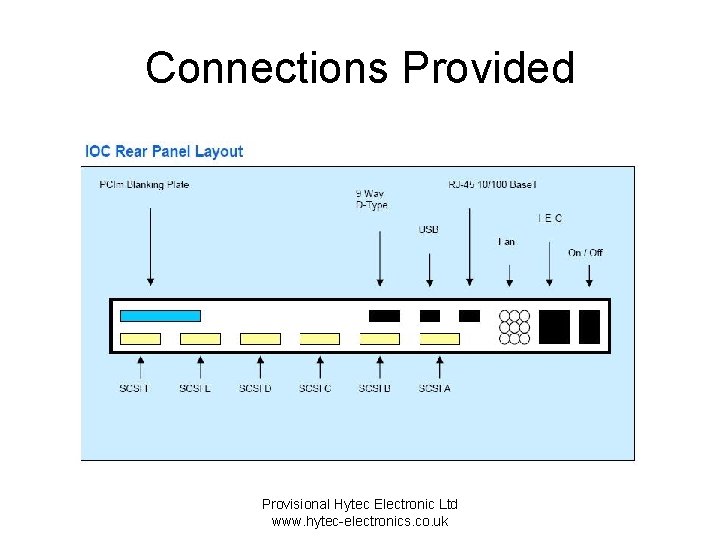 Connections Provided Provisional Hytec Electronic Ltd www. hytec-electronics. co. uk 