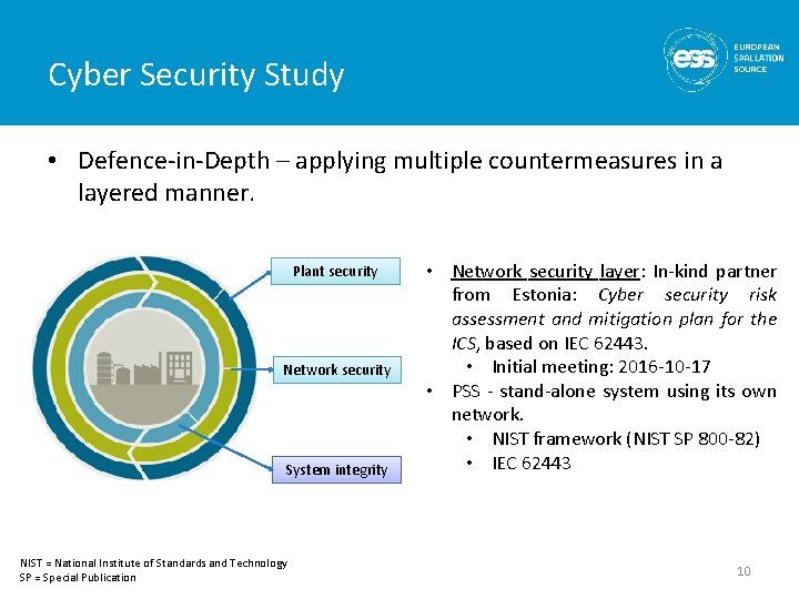 Cyber Security Study • Defence-in-Depth – applying multiple countermeasures in a layered manner. Plant Cyber Security Study • Defence-in-Depth – applying multiple countermeasures in a layered manner. Plant