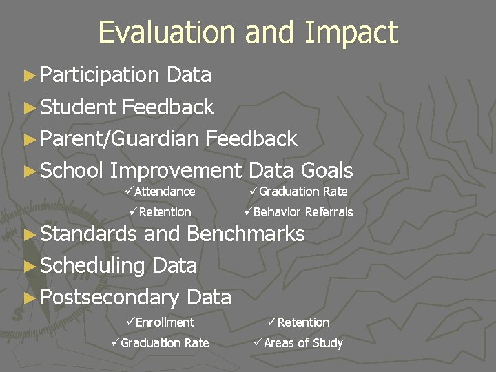 Evaluation and Impact ► Participation Data ► Student Feedback ► Parent/Guardian Feedback ► School