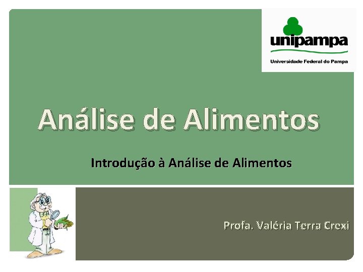 Análise de Alimentos Introdução à Análise de Alimentos Profa. Valéria Terra Crexi 