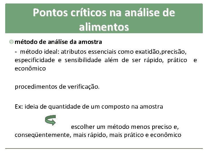 Pontos críticos na análise de alimentos método de análise da amostra - método ideal:
