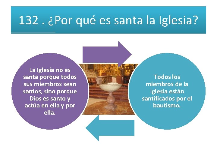 132. ¿Por qué es santa la Iglesia? La Iglesia no es santa porque todos