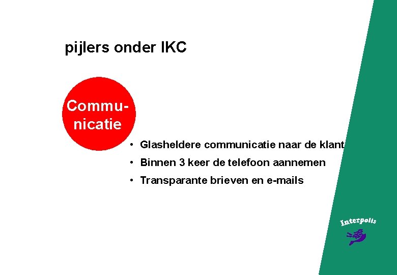 pijlers onder IKC Communicatie • Glasheldere communicatie naar de klant • Binnen 3 keer