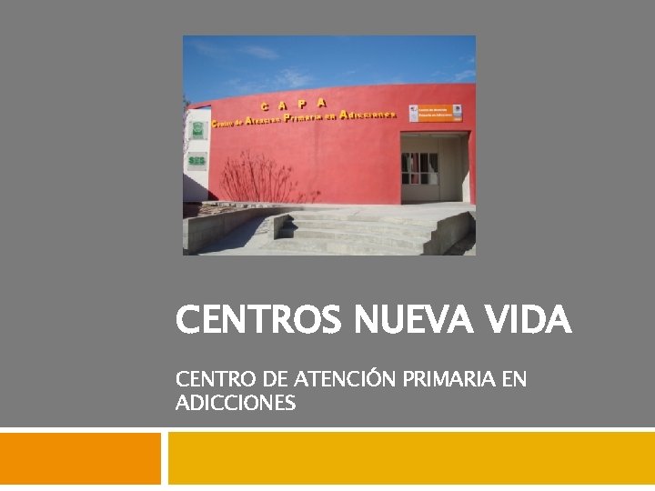 CENTROS NUEVA VIDA CENTRO DE ATENCIÓN PRIMARIA EN ADICCIONES 