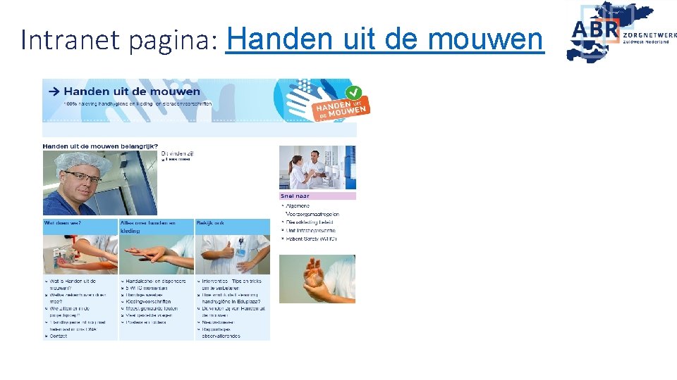 Intranet pagina: Handen uit de mouwen 