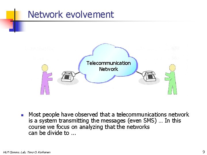 Network evolvement Telecommunication Network n Most people have observed that a telecommunications network is