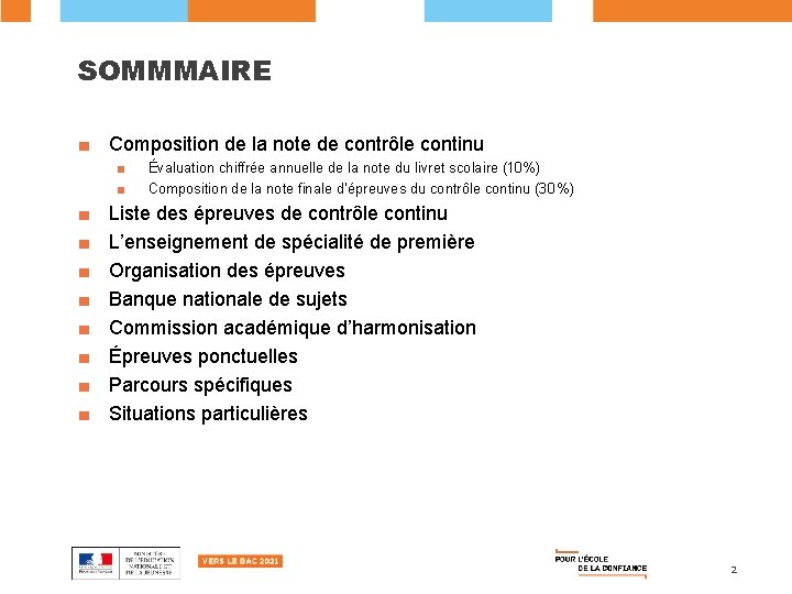 SOMMMAIRE ■ Composition de la note de contrôle continu ■ ■ ■ ■ ■ SOMMMAIRE ■ Composition de la note de contrôle continu ■ ■ ■ ■ ■