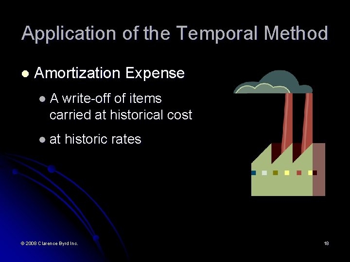 Application of the Temporal Method l Amortization Expense l. A write-off of items carried