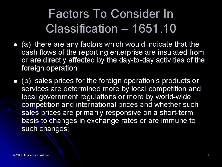 Factors To Consider In Classification – 1651. 10 l (a) there any factors which