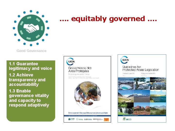 …. equitably governed. . 1. 1 Guarantee legitimacy and voice 1. 2 Achieve transparency
