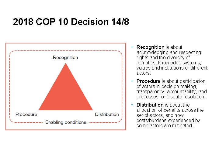 2018 COP 10 Decision 14/8 • Recognition is about acknowledging and respecting rights and