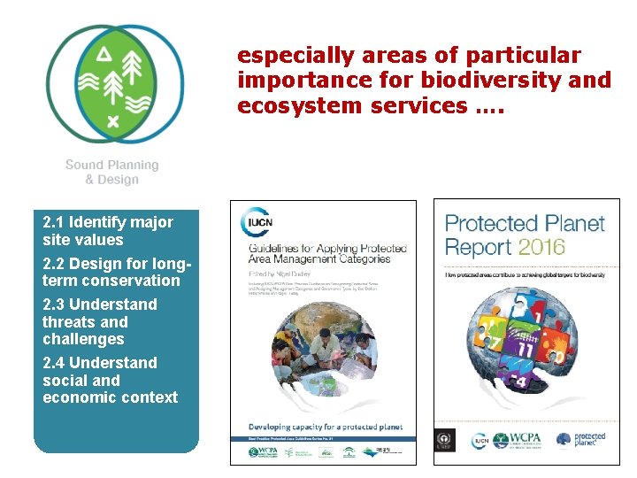 especially areas of particular importance for biodiversity and ecosystem services …. 2. 1 Identify