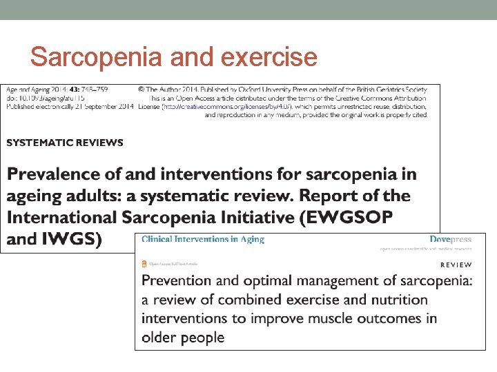 Sarcopenia and exercise 