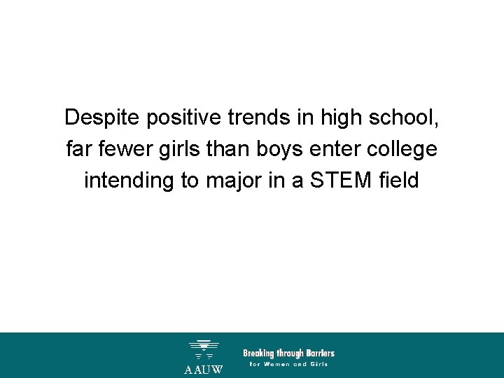 Despite positive trends in high school, far fewer girls than boys enter college intending