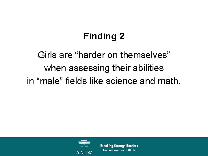 Finding 2 Girls are “harder on themselves” when assessing their abilities in “male” fields