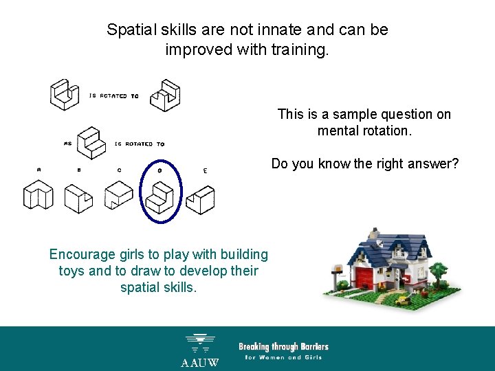 Spatial skills are not innate and can be improved with training. This is a